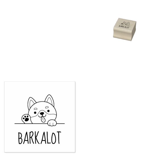 Cheerful Dog Husky Custom Name Rubberstempel (Gestempeld)