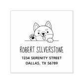 Cheerful Dog Peeking bovenaan adres Zelfinktende Stempel (Design)