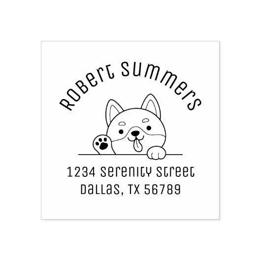Cheerful Dog Peeking hoger dan Arch Adres 2 Rubberstempel (Afrduk)