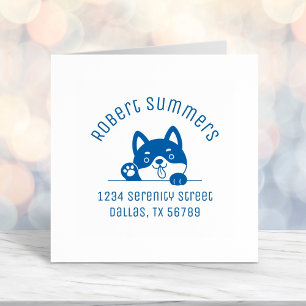 Cheerful Dog Peeking hoger dan Arch Adres 3 Zelfinktende Stempel