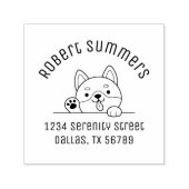 Cheerful Dog Peeking hoger dan Arch Adres Zelfinktende Stempel (Design)