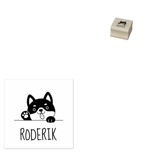 Cheerful Dog Peeking Husky Custom Name 2 Rubberstempel (Gestempeld)