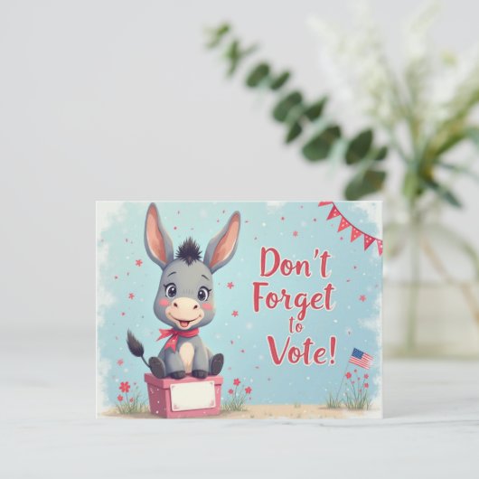 Cheerful Donkey Vote Reminder Briefkaart (Staand voorkant)