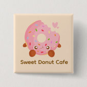Cheerful Donut With Sprinkles Vierkante Button 5,1 Cm (Voorkant)