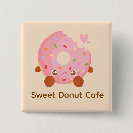 Cheerful Donut With Sprinkles Vierkante Button 5,1 Cm (Voorkant)