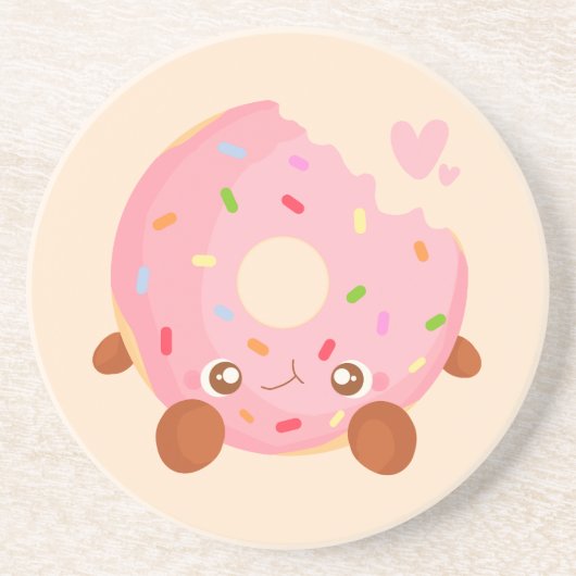 Cheerful Donut With Sprinkles Zandsteen Onderzetter (Voorkant)