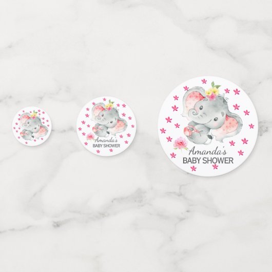 Cheerful Elephant Baby shower  Confetti (Achterkanten)