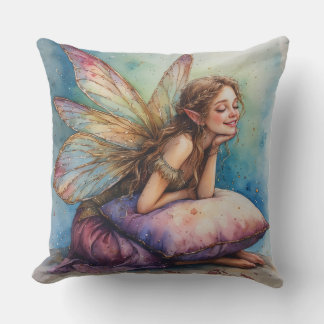Cheerful Fairy Holding Pillow Kussen