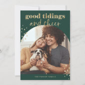 Cheerful Faux Gold | Eerste kerstdag fotograaf Feestdagenkaart (Voorkant)