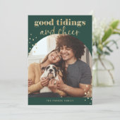 Cheerful Faux Gold | Eerste kerstdag fotograaf Feestdagenkaart (Staand voorkant)