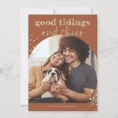 Cheerful Faux Gold | Eerste kerstdag fotograaf Feestdagenkaart (Voorkant)