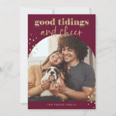 Cheerful Faux Gold | Eerste kerstdag fotograaf Feestdagenkaart (Voorkant)