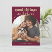 Cheerful Faux Gold | Eerste kerstdag fotograaf Feestdagenkaart (Staand voorkant)