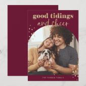 Cheerful Faux Gold | Eerste kerstdag fotograaf Feestdagenkaart (Voorkant / Achterkant)