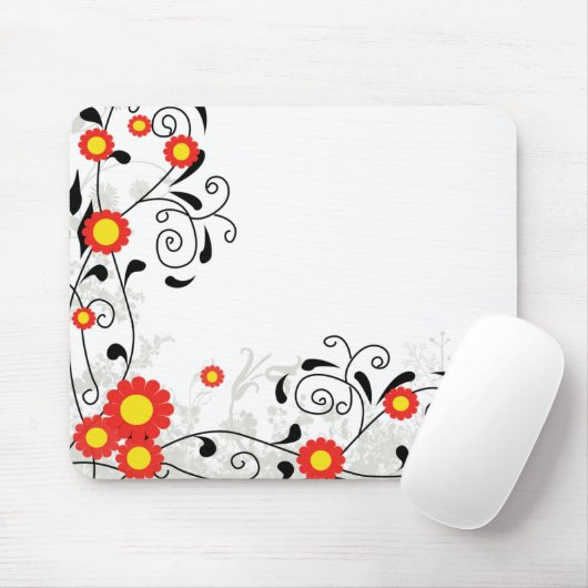 Cheerful Floral Illlustration Muismat (Met muis)