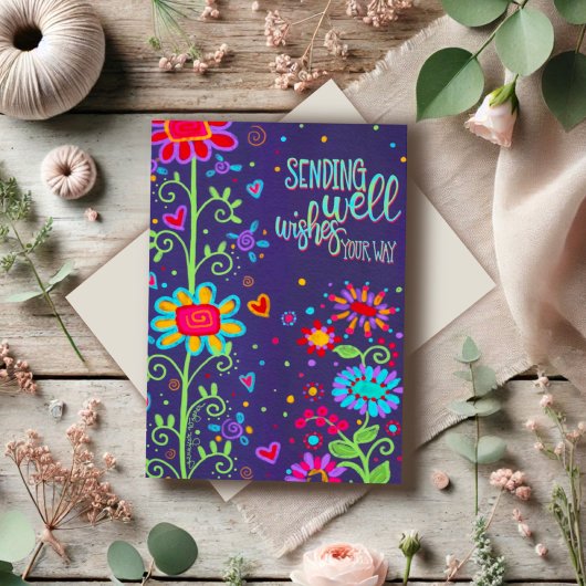 Cheerful Floral komt snel goed Kaart
