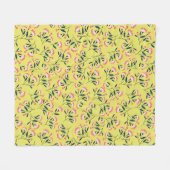  Cheerful Floral Pattern: Pink Flowers  Fleece Deken (Voorkant (Horizontaal))