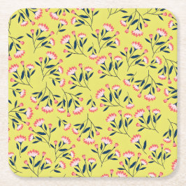  Cheerful Floral Pattern: Pink Flowers  Kartonnen Onderzetters