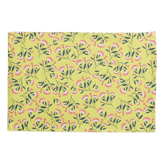  Cheerful Floral Pattern: Pink Flowers  Kussensloop (Achterkant-Links)