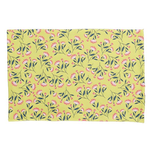  Cheerful Floral Pattern: Pink Flowers  Kussensloop (Voorkant-Links)