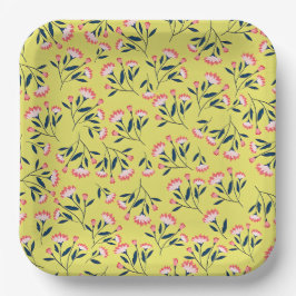  Cheerful Floral Pattern: Pink Flowers  Papieren Bordje