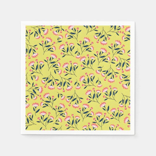  Cheerful Floral Pattern: Pink Flowers  Servet (Voorkant)