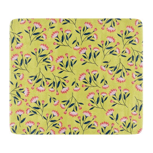  Cheerful Floral Pattern: Pink Flowers  Snijplank (Voorkant)