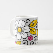Cheerful Floral Pattern with Bold Outlines Koffiemok (Voorkant links)