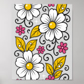 Cheerful Floral Pattern with Bold Outlines Poster (Voorkant)