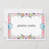 Cheerful Flower Border Custom Name Note Kaart Notitiekaartje (Voorkant)