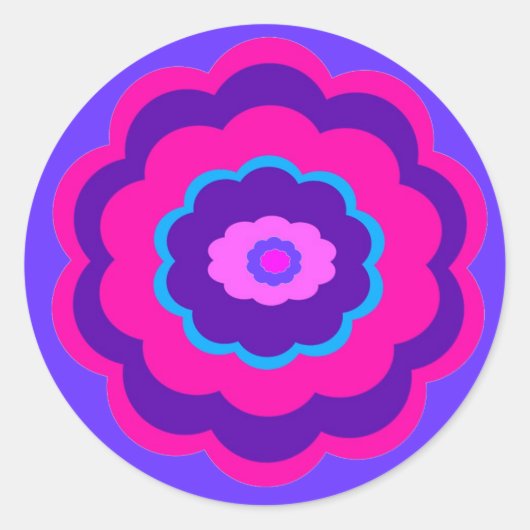 Cheerful Flower Ronde Sticker (Voorkant)