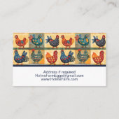 Cheerful Folk Art Chicken Egg Visitekaartje (Achterkant)