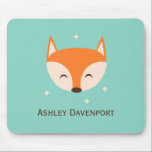 Cheerful Fox Muismat<br><div class="desc">Cute mousepad met een vrolijke vos en sterren. © Mood 4 Cute</div>