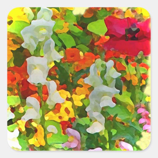 Cheerful Garden Colors Vierkante Sticker (Voorkant)