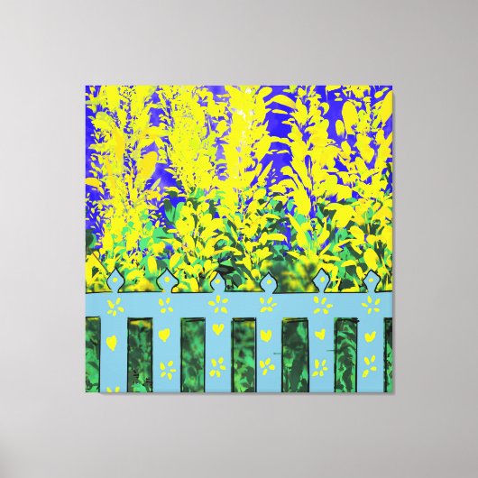 Cheerful Garden Escape: een dans van gele bloemen Canvas Afdruk (Voorkant)