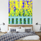 Cheerful Garden Escape: een dans van gele bloemen Canvas Afdruk (Insitu (Slaapkamer))