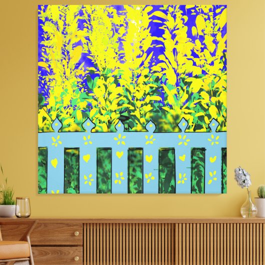 Cheerful Garden Escape: een dans van gele bloemen Canvas Afdruk (Insitu (Woonkamer))