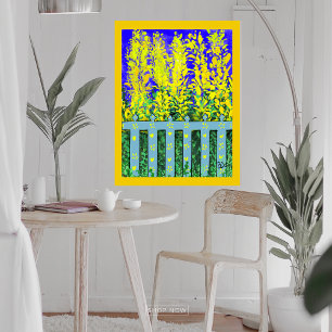 Cheerful Garden Escape: een dans van gele bloemen Poster