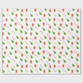 Cheerful Ginger Bread Man Candy Cane TreKerstmis Cadeaupapier (Vlak)