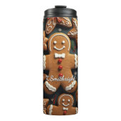 Cheerful Gingerbread Cookie Grid Thermosbeker (Voorkant)