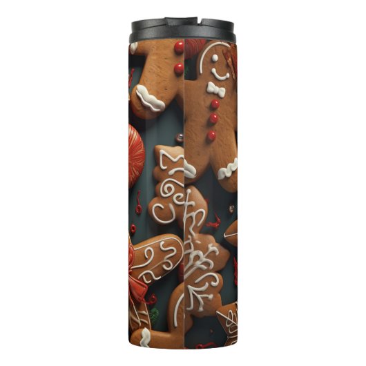 Cheerful Gingerbread Cookie Grid Thermosbeker (Achterkant)