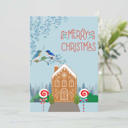 Cheerful Gingerbrood-kerstkaart Feestdagenkaart (Staand voorkant)