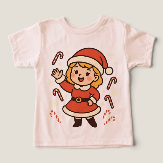 Cheerful Girl Santa with Candy Canes (Design voorkant)