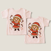 Cheerful Girl Santa with Candy Canes (Ontwerp Voorkant & Achterkant)