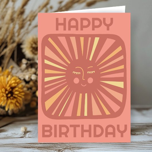 Cheerful Glow Sun HAPPY BIRTHDAY Gepersonaliseerd  Kaart
