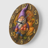 Cheerful gnome with apple basket harvest grote klok (Hoek)