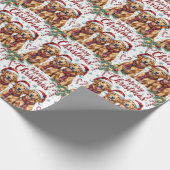 Cheerful Golden Retriever Dogs Merry Christmas Cadeaupapier (Hoek)