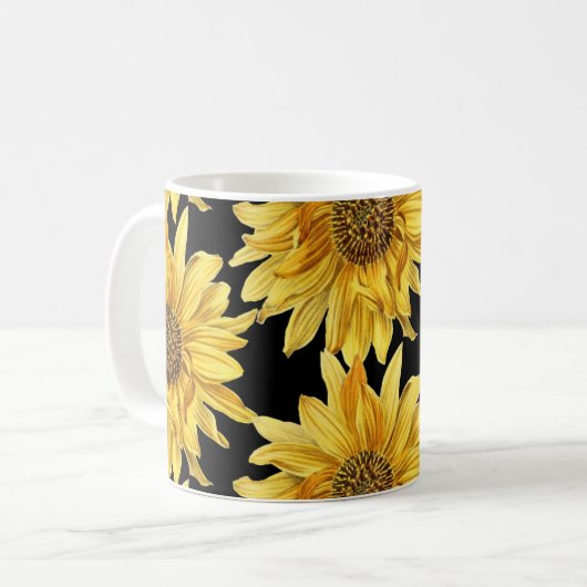Cheerful Golden Yellow Sunflower Ceramic Koffiemok (Voorkant links)