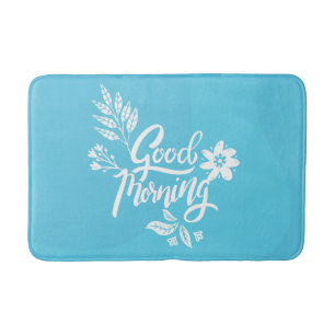 Cheerful Good Morning Typografie Bright Blue Badmat
