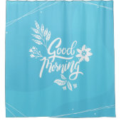 Cheerful Good Morning Typografie Bright Blue Douchegordijn (Voorkant)